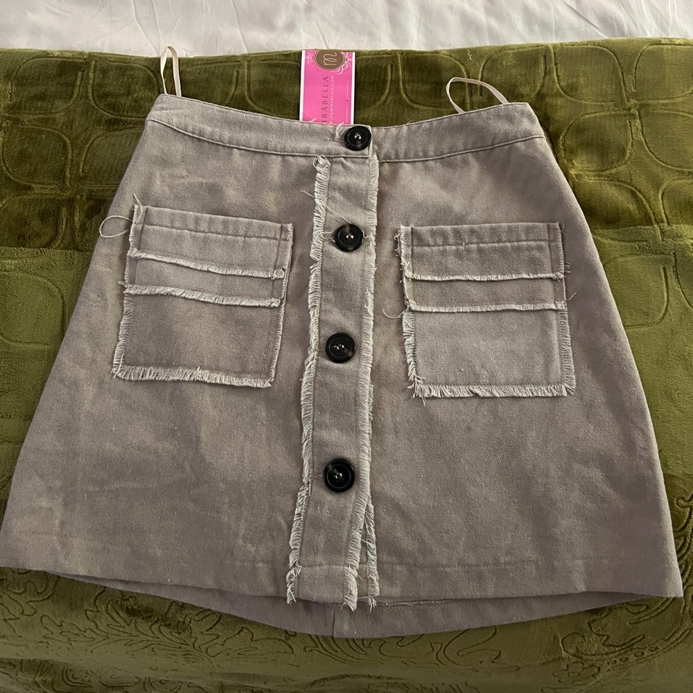Honey Belle beige skirt with button down the front